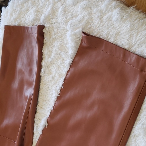Blank NYC Baxter Ribcage Straight Leg Faux Leather Brown Ankle Pants size 30 - Picture 4 of 9
